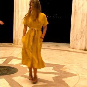 Urban outfitters yellow/gold linen long dress